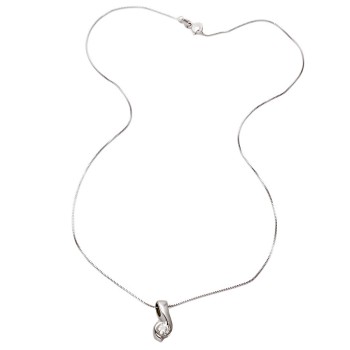 9ct white gold Cubic Zirconia Pendant with chain